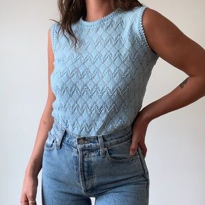 50’s VTG Light Blue Crochet Sweater Tank Top